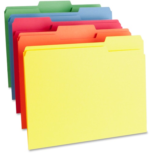 Color File Folder, 1-Ply, 1/3 Cut Tabs, Letter,100/BX, AST