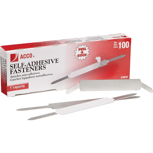 Self Adhesive Fasteners,2-3/4"C-C,1" Capacity,100/BX,Silver