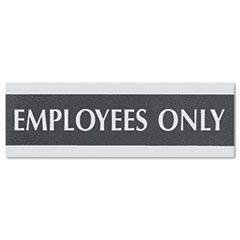 Employees Only Sign, w/Easel, 3"x9", Silver on Black