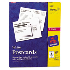 Laser Postcards, Perforated, 5-1/2"x4-1/4", 200/BX, White