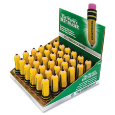 Latex Free Eraser, Pencil Shape, 36/BX, Yellow