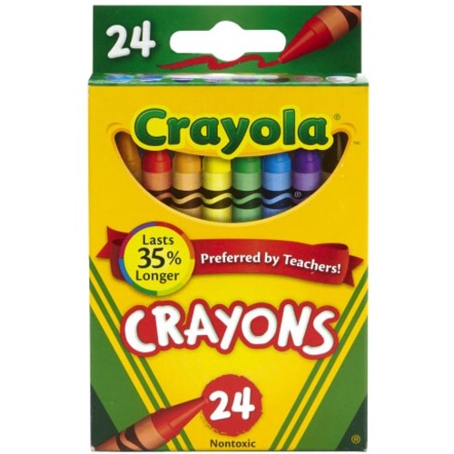 Crayon Set, 3-5/8", Permanent/Waterproof, 24/BX, Assorted