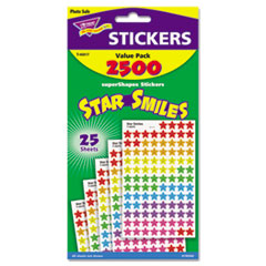 Star Smiles Stickers Val Pak, 2500 Pieces, 25SHT/PK, Multi