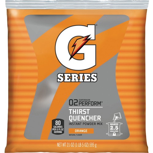 Gatorade Mix Pouches,Makes 2-1/2 Gal, 21 oz., Orange