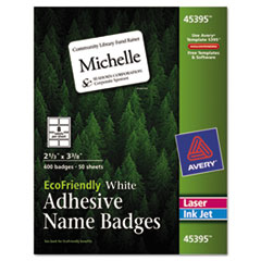 Labels, Name Badges, 2-1/3"x3-3/8", 400/BX, White