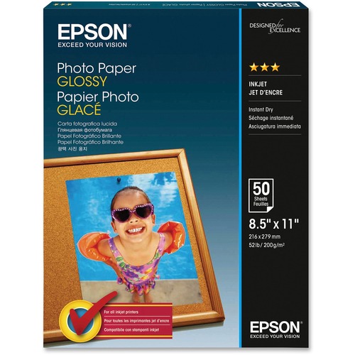 Inkjet Photo Paper,Glossy,60 lb,9.4 mil,8-1/2"x11",50/PK,WE