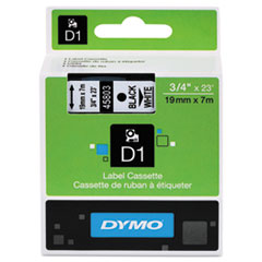 DYMO D1 Electronic Tape, 3/4"x23' Size, Black/White