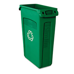 Recycling Container, Plastic, w/Vents, 23 Gal, Green
