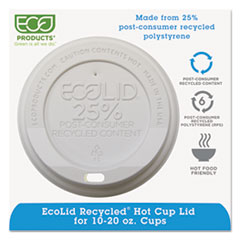 Rcyld Hot Cup Lid, f/10-20oz., 1000/CT, White