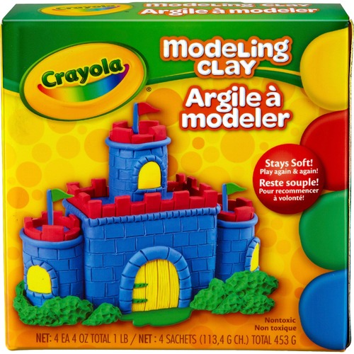 Modeling Clay, Nondrying,4 oz. Pieces,4 Ct,Assorted Colors