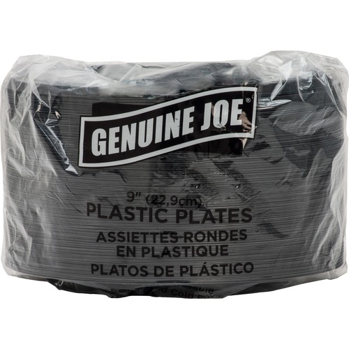 Plastic Plates, Round, 9" Plate, 125/PK, Black