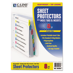 Top Load Sheet Protector, 8 Tab, 8-1/2"x11", Assorted Colors