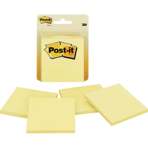 Post-it Note, Original Pad, 3"x3", 50 SH/PD, 4/PK, Yellow