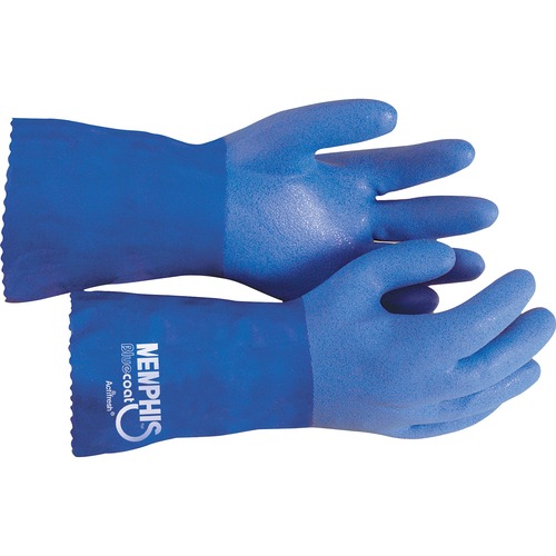 Seamless Gloves, w/ Sandy Finish, Large, Blue