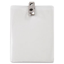 ID Badge Holder, w/ Clip, Vertical, 50/PK, Clear