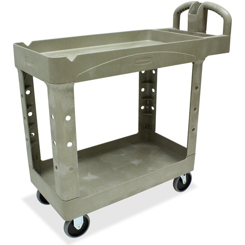 2-Shelf Cart,w/Lipped Shelf,17-1/8"x38-1/2"x38-7/8",Beige