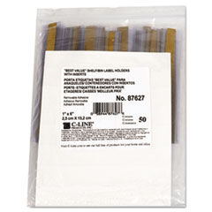 Peel/Stick Shelf Label Holders, 1"X6", 50/PK, CL