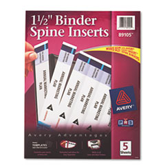 Binder Spine Inserts, 1-1/2" Capacity, 25/PK, White