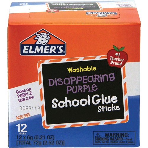 Glue Sticks, .21oz., Purple Dries Clear