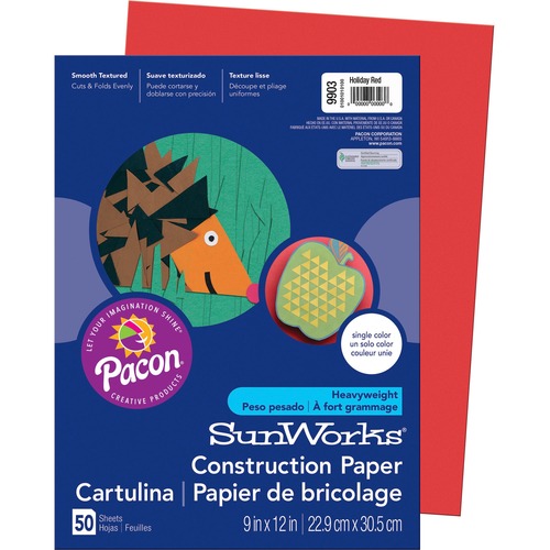 Construction Paper,Smooth Textured,9"x12",50/PK,Holiday RD