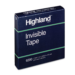 Invisible Tape, 3" Core, 1"x2592", Clear