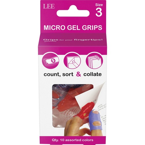 Fingertip Grips, Micro-Gel, Size 3, 10-Pack, Assorted
