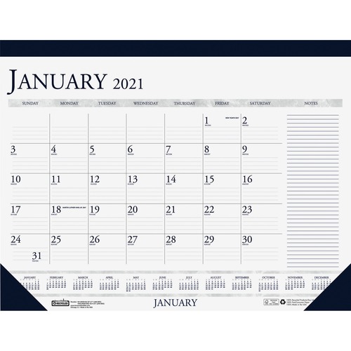 Comptact Desk Pad, 12Mnth, Jan/Dec, 13"x18-1/2", BE/GY