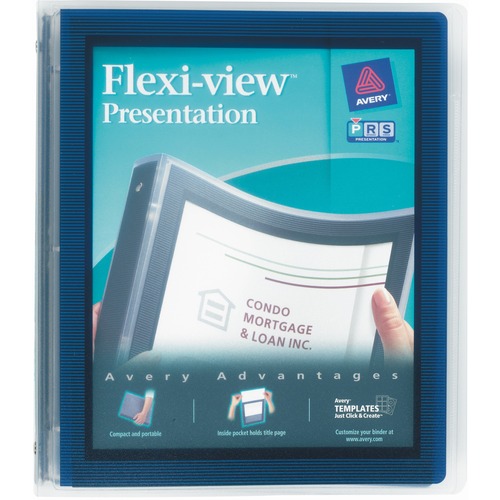 Flexi-View Binder, 1" Capacity, Letter, Round ring, Navy