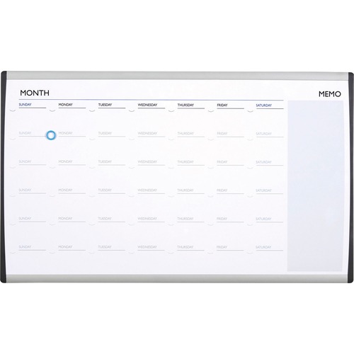 Magnetic Dry-Erase Calendar Board,30"x18",Silver Frame