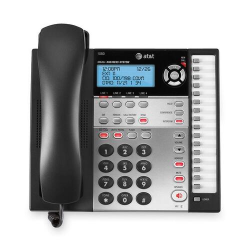 Business Phone System,w/Digital TAD,4-Line,Expandable,BK/WE