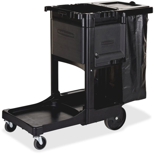 Executive Cleaning Cart, 21-3/4"x46"x38", Black