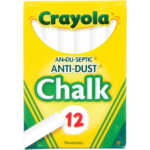 Anti-Dust Chalk, Nontoxic, 3-1/4"x3/8", White