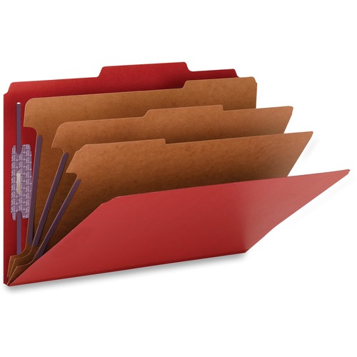 Classification Folders, 3 Dividers, Legal, 10/BX, Bright Red
