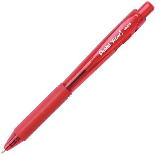 Ballpoint Pen,Retractable,Rubber Grip,Med. Point,1DZ,Red