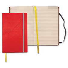 Journal, Notebook, Elastic Band, Wide Ruled, 8-1/4"x5", Red