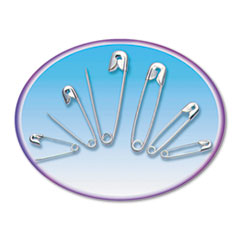 Safety Pins, Assorted Sizes, Nickel Plated, 50 Ea/Pk