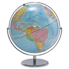 World Globe, Blue Oceans, 12"x16"x13", Silver Base