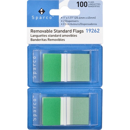 Pop-up Removable Standard Flags, 1", 100/PK, Green