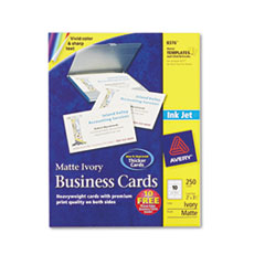 Business Cards, Inkjet, Matte, 2"x3-1/2", 250/PK, Ivory