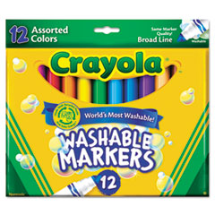 Washable Markers, Broad Tip, Nontoxic, 12/ST, Assorted