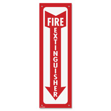 Fire Extinguisher Sign, 4"x13", Glow-In-The-Dark, RD/WE