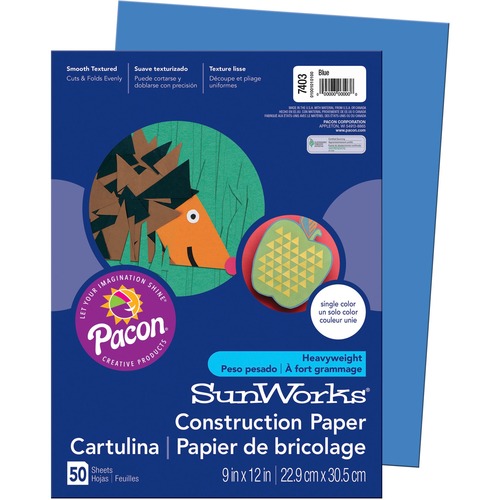 Construction Paper,Smooth Textured,9"x12",50/PK,Blue