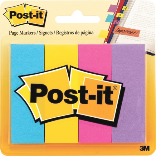 Post-it Page Markers,1"x3",200 Strips,4/PK,AST Ultra Colors