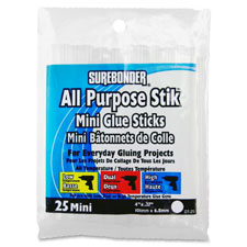 All Purpose Mini Glue Sticks, All Temp, 25/PK, White