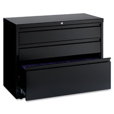 Lateral File Cabinet, 3-Drawer, 36"x18-5/8"x28", Black