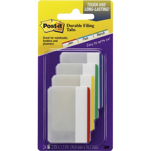 Flat Filing Tabs, 2", 24/PK, Primary Color Bars