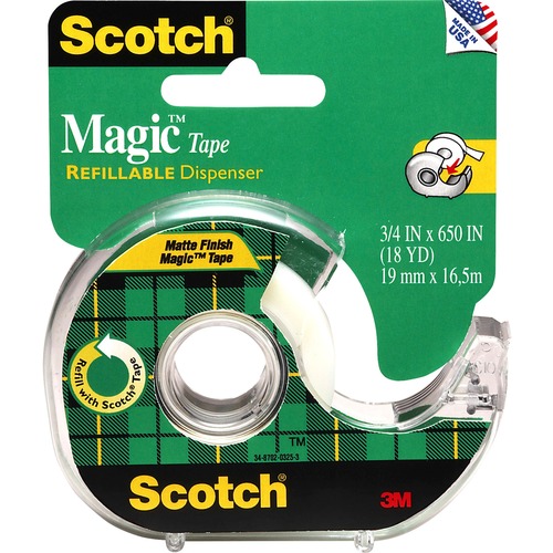 Magic Tape With Dispenser, 3/4"x650", 1/RL,Clear