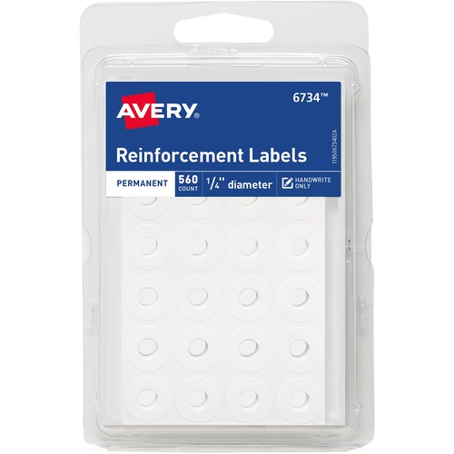 Permanent Reinforcment labels, 1/4" Dia, 560/PK, White