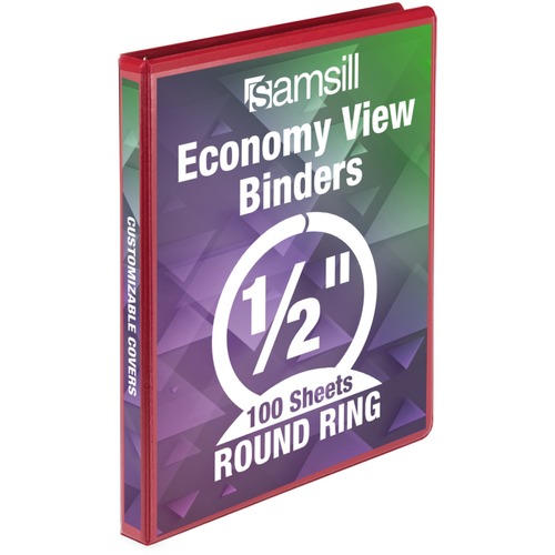 View Binder, Round Ring, 1/2" Cap. 11"x8-1/2", Red