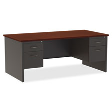 Double Pedestal Desk, 24"x60", CH/MH